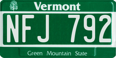 VT license plate NFJ792