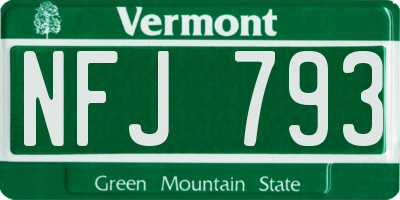 VT license plate NFJ793