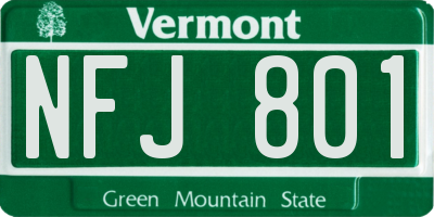 VT license plate NFJ801
