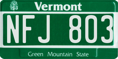 VT license plate NFJ803