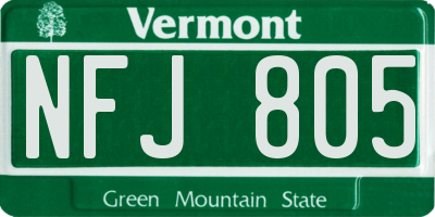 VT license plate NFJ805
