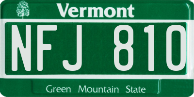 VT license plate NFJ810