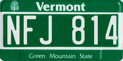 VT license plate NFJ814