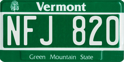 VT license plate NFJ820