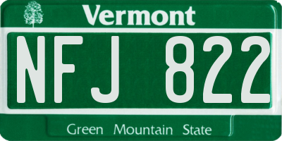VT license plate NFJ822