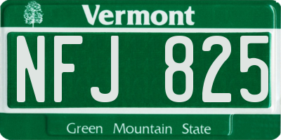 VT license plate NFJ825