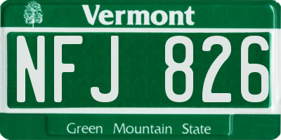 VT license plate NFJ826