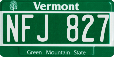 VT license plate NFJ827