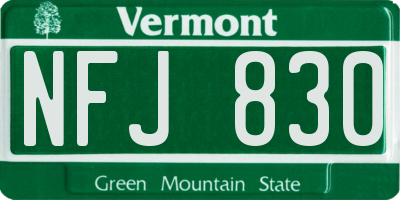 VT license plate NFJ830