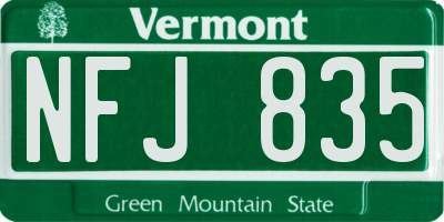 VT license plate NFJ835