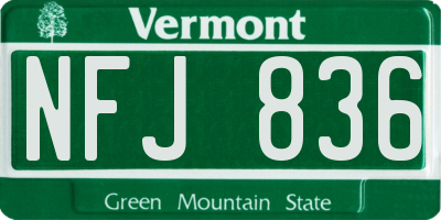 VT license plate NFJ836