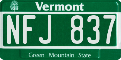 VT license plate NFJ837