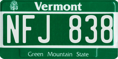 VT license plate NFJ838