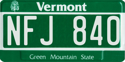 VT license plate NFJ840