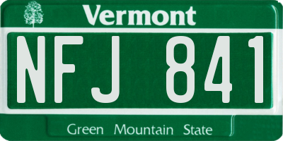 VT license plate NFJ841