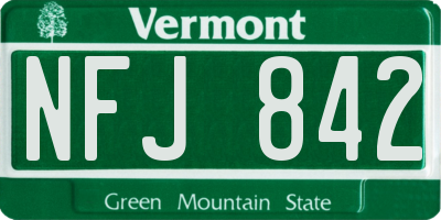 VT license plate NFJ842