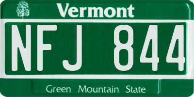 VT license plate NFJ844