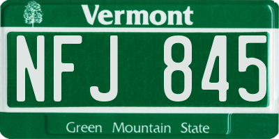 VT license plate NFJ845