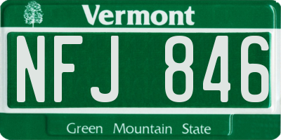 VT license plate NFJ846