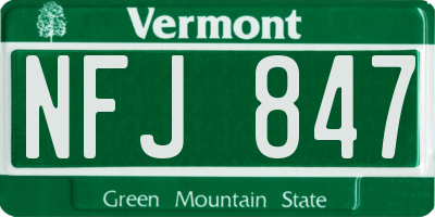 VT license plate NFJ847