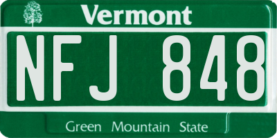 VT license plate NFJ848