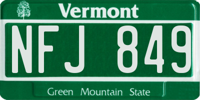 VT license plate NFJ849