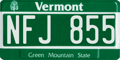 VT license plate NFJ855