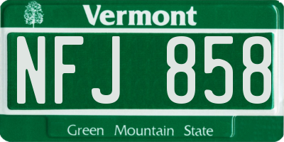 VT license plate NFJ858