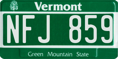 VT license plate NFJ859