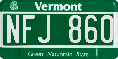 VT license plate NFJ860