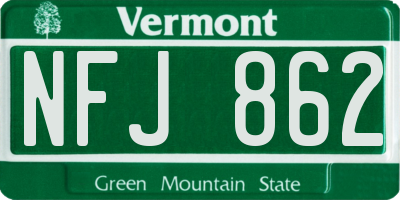 VT license plate NFJ862