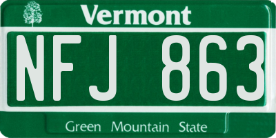 VT license plate NFJ863