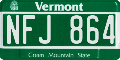 VT license plate NFJ864
