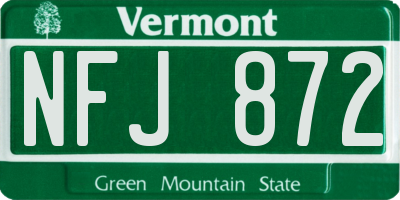VT license plate NFJ872