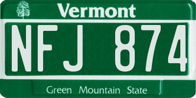 VT license plate NFJ874