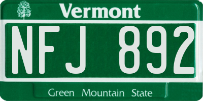 VT license plate NFJ892