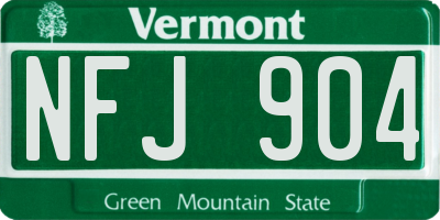 VT license plate NFJ904