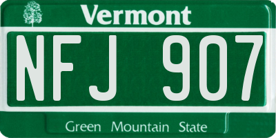 VT license plate NFJ907