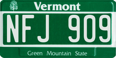 VT license plate NFJ909