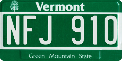 VT license plate NFJ910