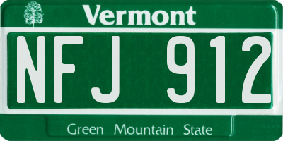 VT license plate NFJ912