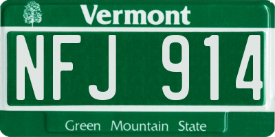VT license plate NFJ914