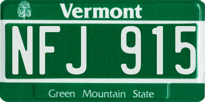 VT license plate NFJ915