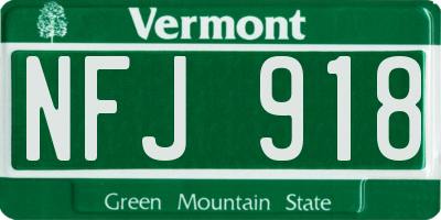 VT license plate NFJ918