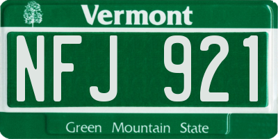 VT license plate NFJ921