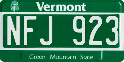 VT license plate NFJ923
