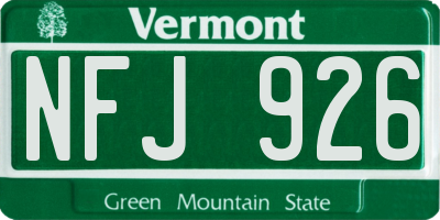 VT license plate NFJ926