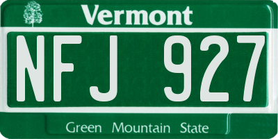 VT license plate NFJ927
