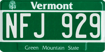 VT license plate NFJ929