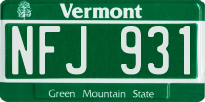 VT license plate NFJ931